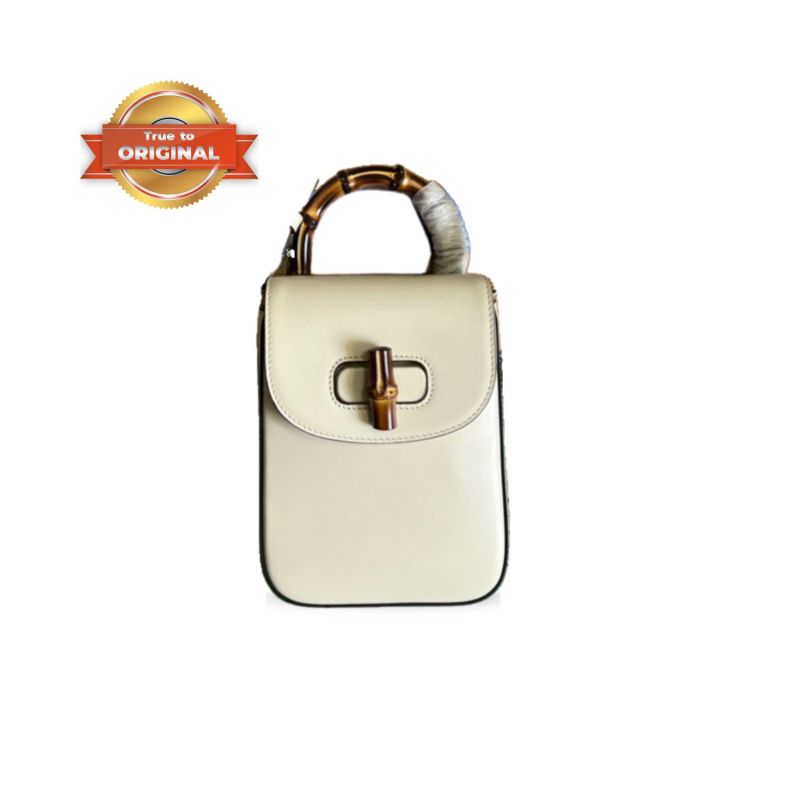 [True-to-ORIGINAL] Gucci Bamboo Mini Handbag White For Women 6.2in/16cm GG 702106 UZY0T 9022