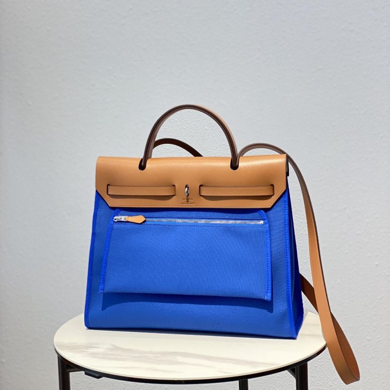 Hermes Herbag Zip Bag Blue, Silver Toned Hardware Bag For Women, Women’s Handbags, Shoulder Bags 12.2in/31cm