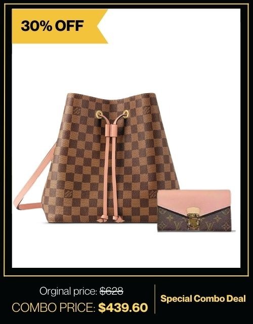 Exclusive Set Louis Vuitton: NeoNoe MM Damier Bucket Bag  + Pallas Monogram Compact Wallet