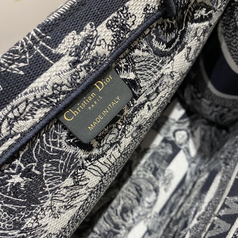 Christian Dior Medium Dior Book Tote Toile de Jouy Stripes Embroidery, Black For Women Women’s Handbags, 36cm CD M1296ZRLP_M928