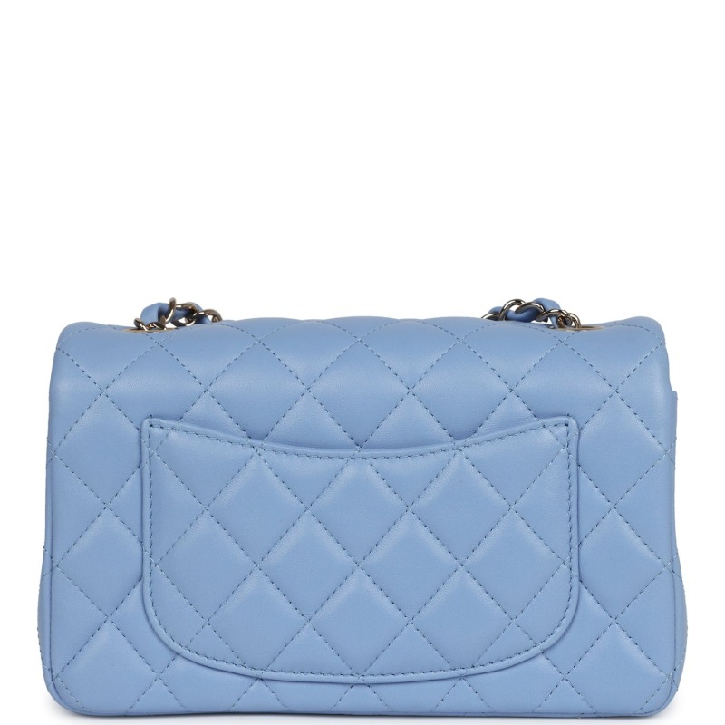 [True-to-ORIGINAL] Chanel Mini Flap Bag Light Blue For Women 7.5in/19cm