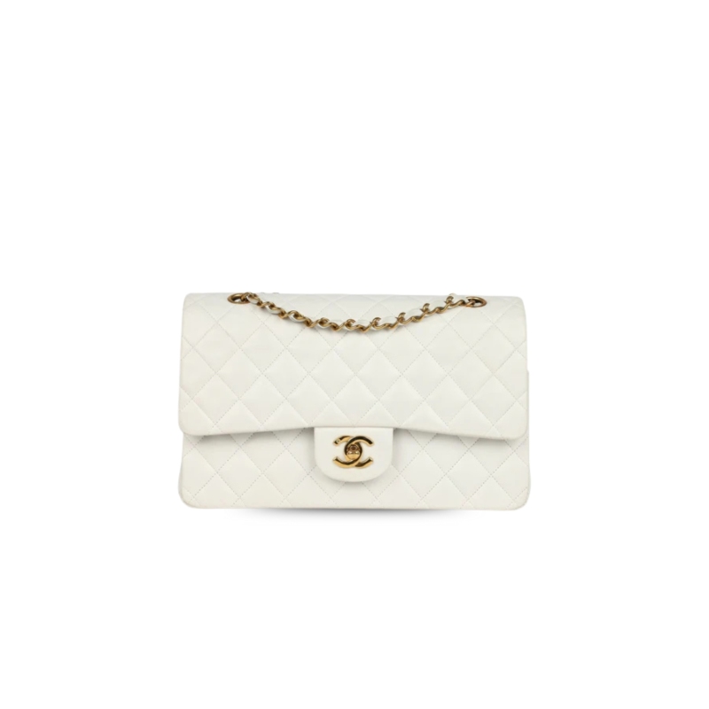 Chanel Classic HandBag White For Women 9.9in/25.5cm A01112