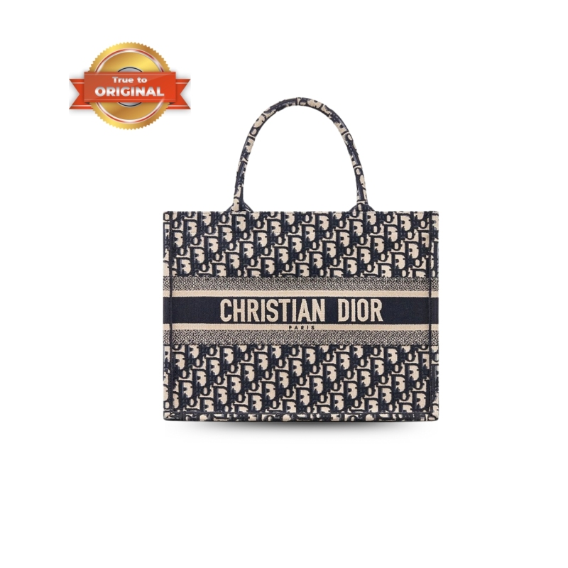 [True-to-ORIGINAL] Christian Dior Medium Dior Book Tote Bag Blue For Women 14in/36cm CD M1296ZRIW_M928