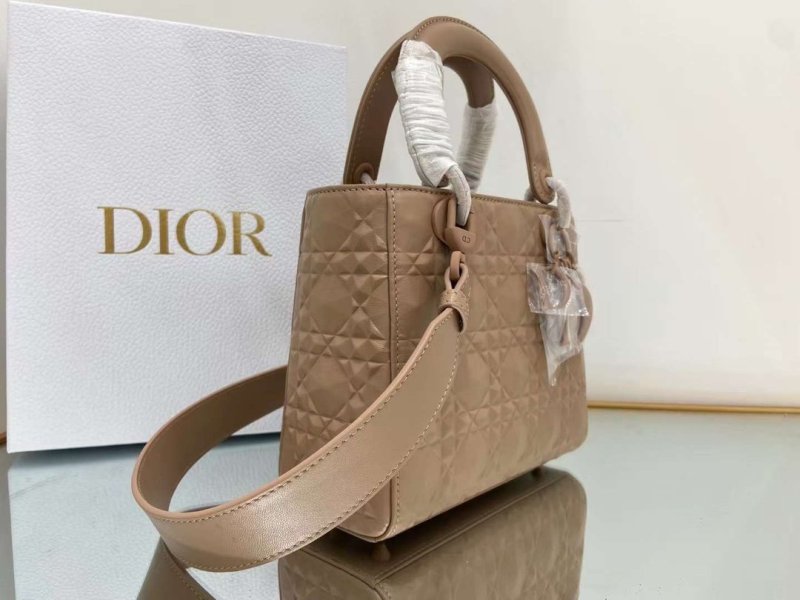 Christian Dior Medium Lady Bag Cannage with Beaded Motif, Brown, For Women Women’s Handbags, Crossbody Bags, 20cm CD