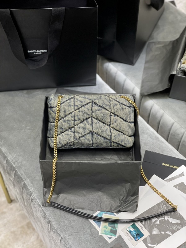 Saint Laurent Puffer Toy Bag Grey For Women‎ 9in/23cm