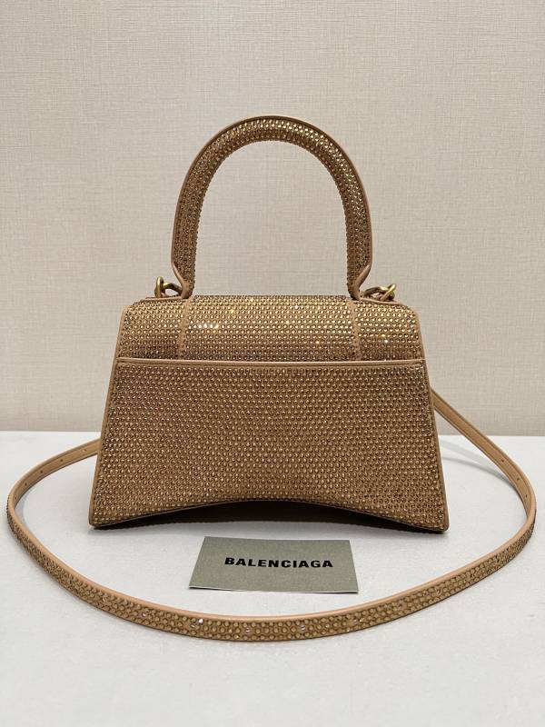 [True-to-ORIGINAL] Balenciaga Furry Hourglass Small Handbag With Rhinestones In Yellow For Women 24cm/9.4in