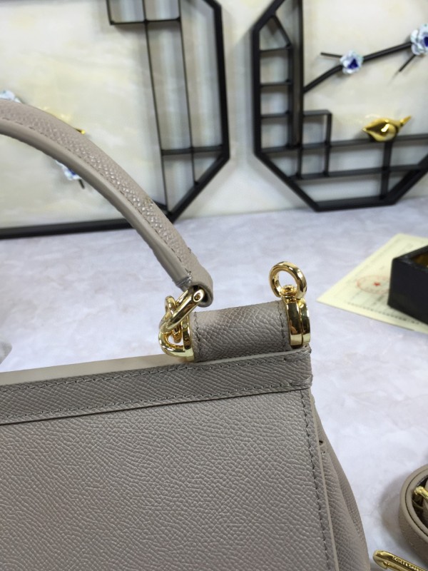 Dolce & Gabbana Medium Sicily Handbag In Dauphine Grey For Women 10.2in/26cm DG BB4347A100187195