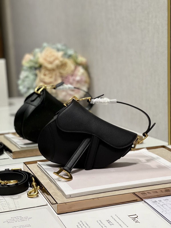 Dior Christian Dior Mini Saddle Bag With Strap Black For Women 7.5in/19cm