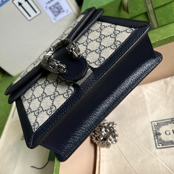 Gucci Dionysus Mini Bag Beige And Blue GG Supreme Canvas For Women 7.5in/20cm