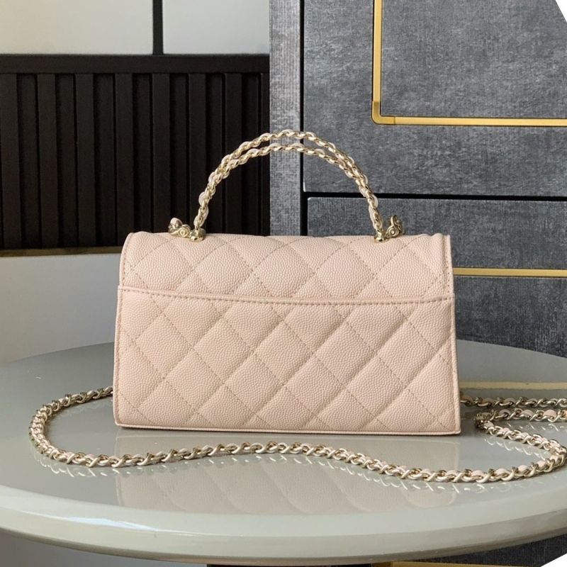 [True-to-ORIGINAL] Chanel Flap Phone Holder With Chain Light Apricot For Women 18cm/7.1in