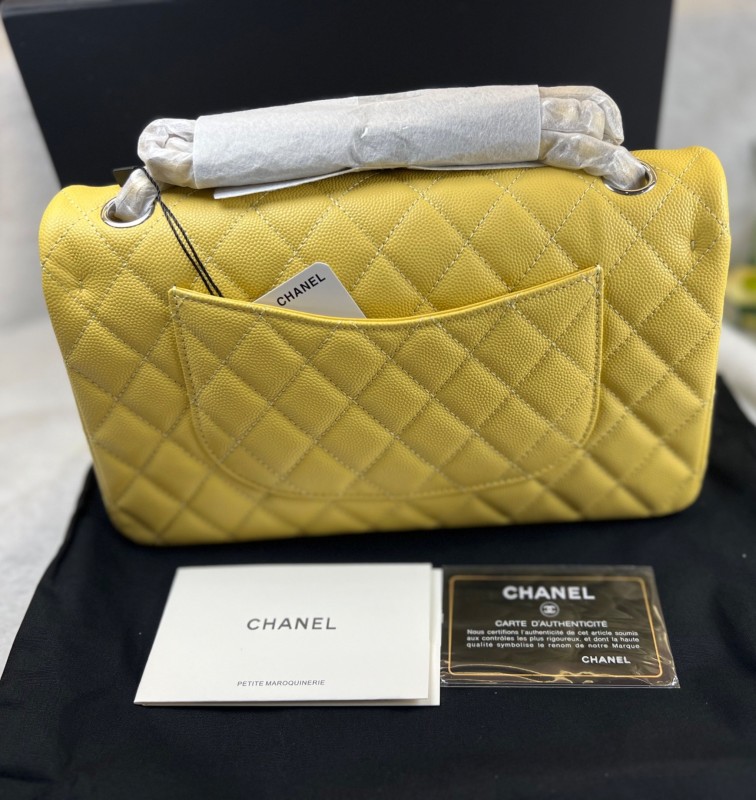 [True-to-ORIGINAL] Chanel Small Classic Double Flap Yellow For Women 9.8in/25cm