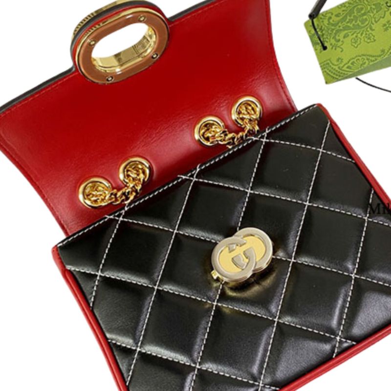 Gucci Deco Mini Shoulder Bag Black and white For Women 741457 AAB1V 1265 17.8cm/7inch