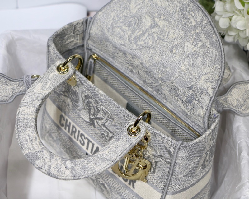 Christian Dior Medium Lady D-Lite Bag Grey, For Women, Women’s Handbags 24cm/9.5in CD