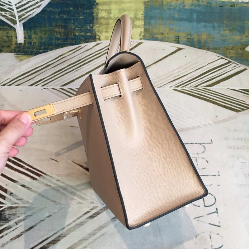 Hermes Kelly Light Gray For Women Gold Toned Hardware 10in/25cm