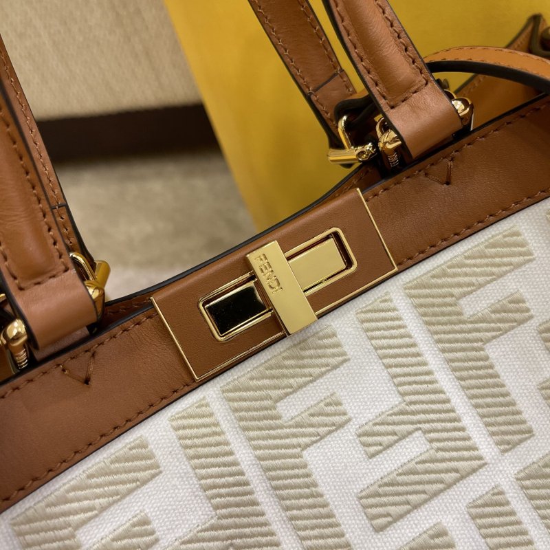 Fendi Peekaboo X-tote Bag White Canvas For Women, Women’s Handbags, Shoulder Bags 16.1in/41cm FF 8BH374