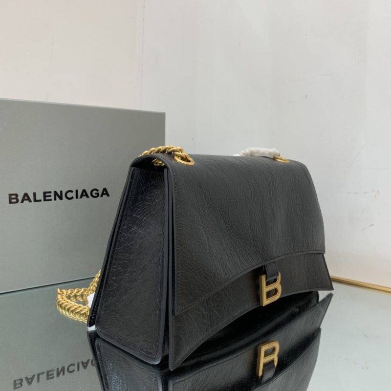Balenciaga Crush Medium Chain Bag In Black For Women 12in/ 31cm