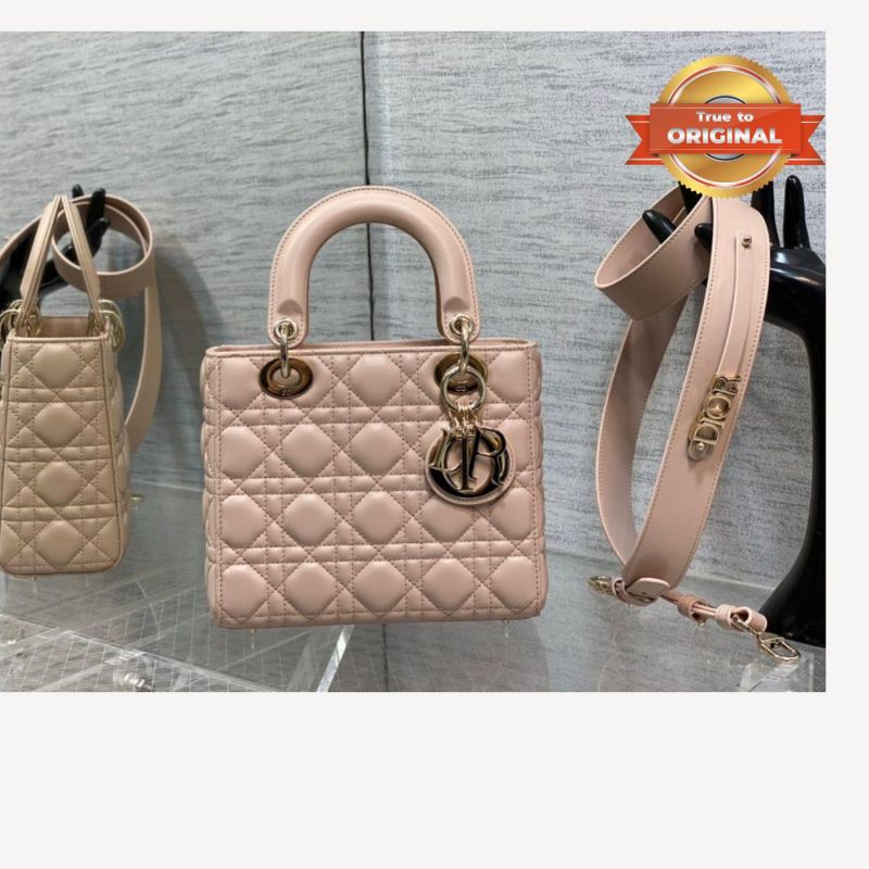 [True-to-ORIGINAL] Christian Dior Small Lady Dior Bag Pink For Women 8in/20cm
