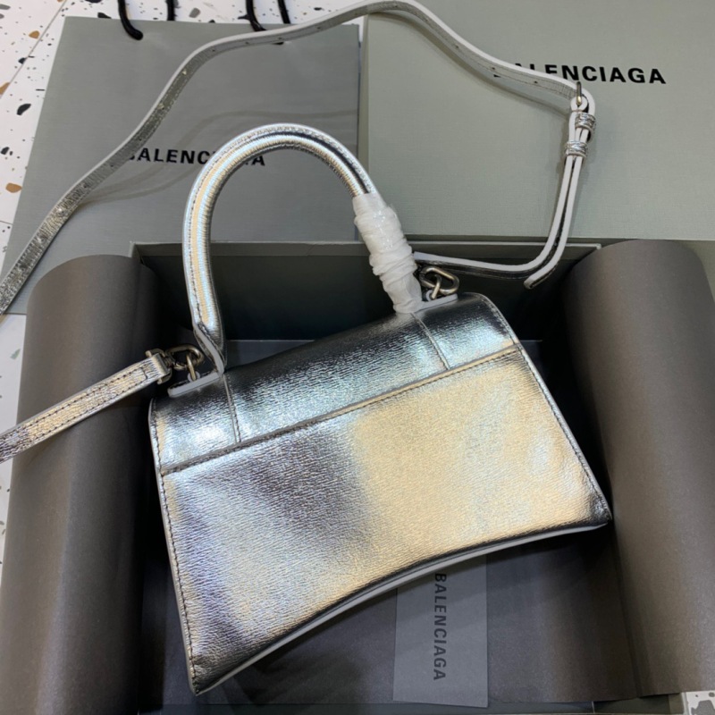 Balenciaga Hourglass Small Handbag In Sliver, For Women, Women’s Bags 9in/23cm