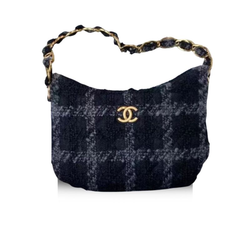 Chanel CC Hobo Bag Black For Women 24cm / 9.4in AS3562