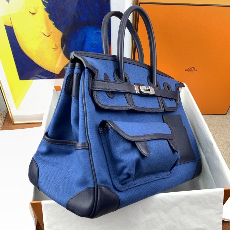 Hermes Birkin Cargo 35 Blue, Silver Toned Hardware Bag For Women, Women’s Handbags, Shoulder Bags 13.8in/35cm