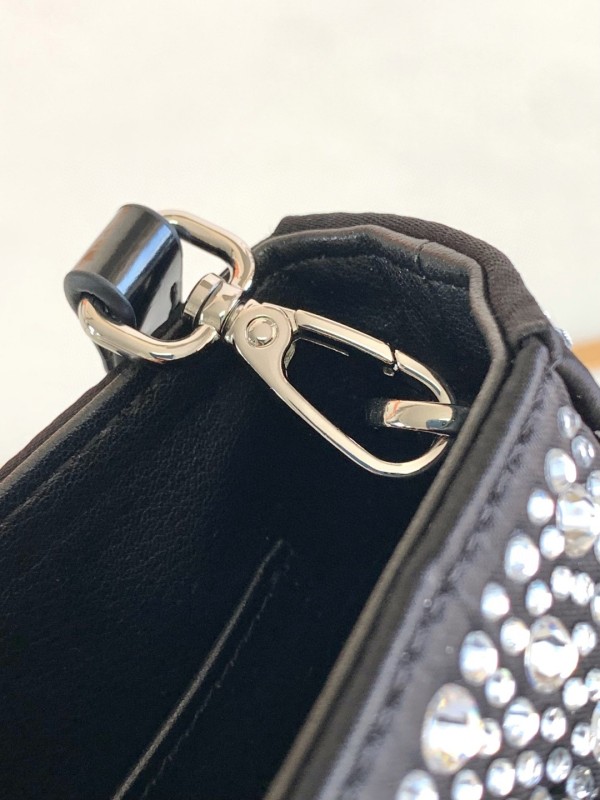 Prada Small Tote Bag With Crystals Sliver Tone For Women 5.9 in / 15 cm