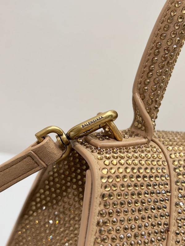 [True-to-ORIGINAL] Balenciaga Furry Hourglass Small Handbag With Rhinestones In Yellow For Women 24cm/9.4in