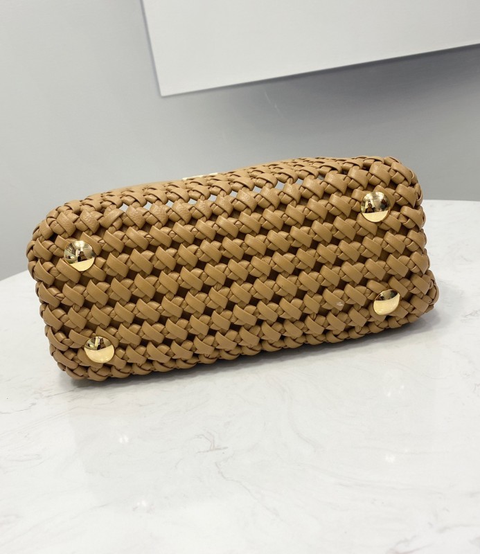 Fendi Peekaboo Mini Light Brown Braided Bag For Woman 18cm/7in