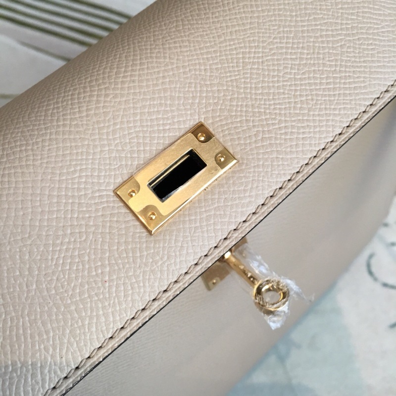 Hermes Kelly Light Gray For Women Gold Toned Hardware 10in/25cm