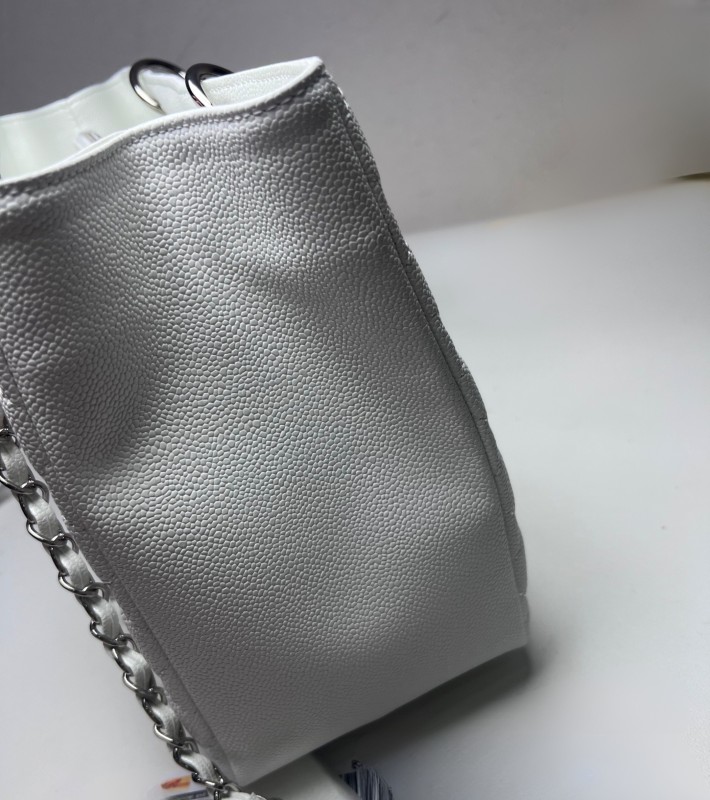 Chanel Chain Tote Shoulder Bag White For Women 13in / 33cm A50995