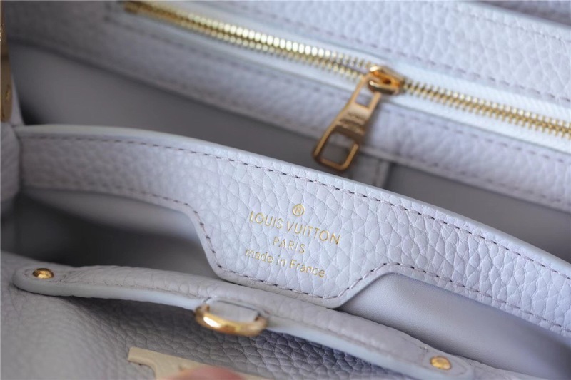 Louis Vuitton Capucines MM Taurillon Light Blue/ Creme For Women, Women’s Handbags, Shoulder And Crossbody Bags 31.5cm/12.4in LV