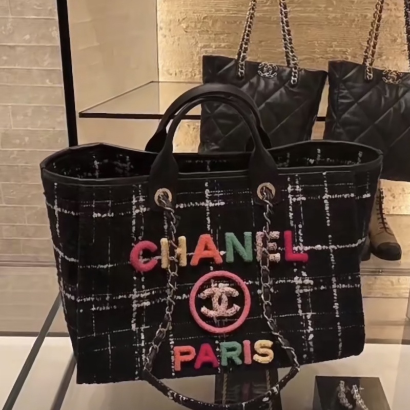 Chanel Large Shopping Bag Black And Multicolor For Women 19.5 in / 50 cm A66941 B09275 NK815