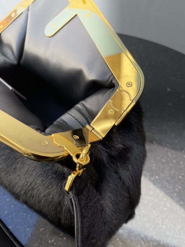 Fendi First Medium Black Fox Fur Bag For Woman 32.5cm/13in