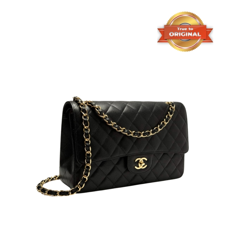 [True-to-ORIGINAL] Chanel Large Classic Handbag Black For Women 30cm/11.7in A58600 Y01864 C3906
