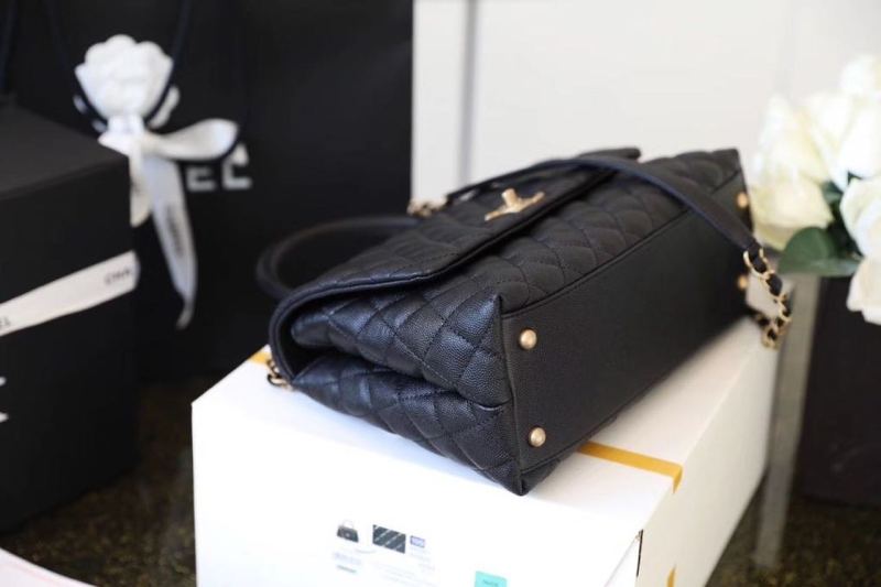 Chanel Large Flap Bag With Top Handle Black For Women, Women’s Handbags, Shoulder And Crossbody Bags 11in/28cm A92991