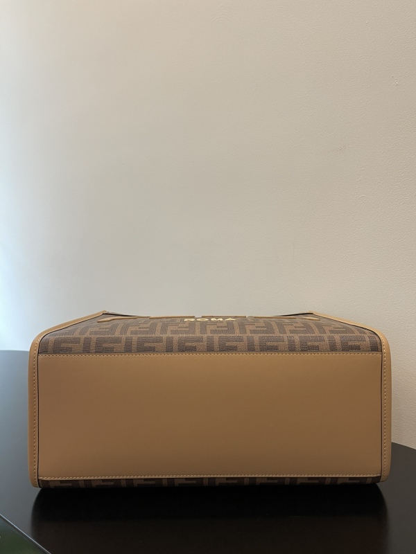 Fendi Sunshine Medium Brown FF jacquard fabric shopper Bag For Woman 31cm/12in