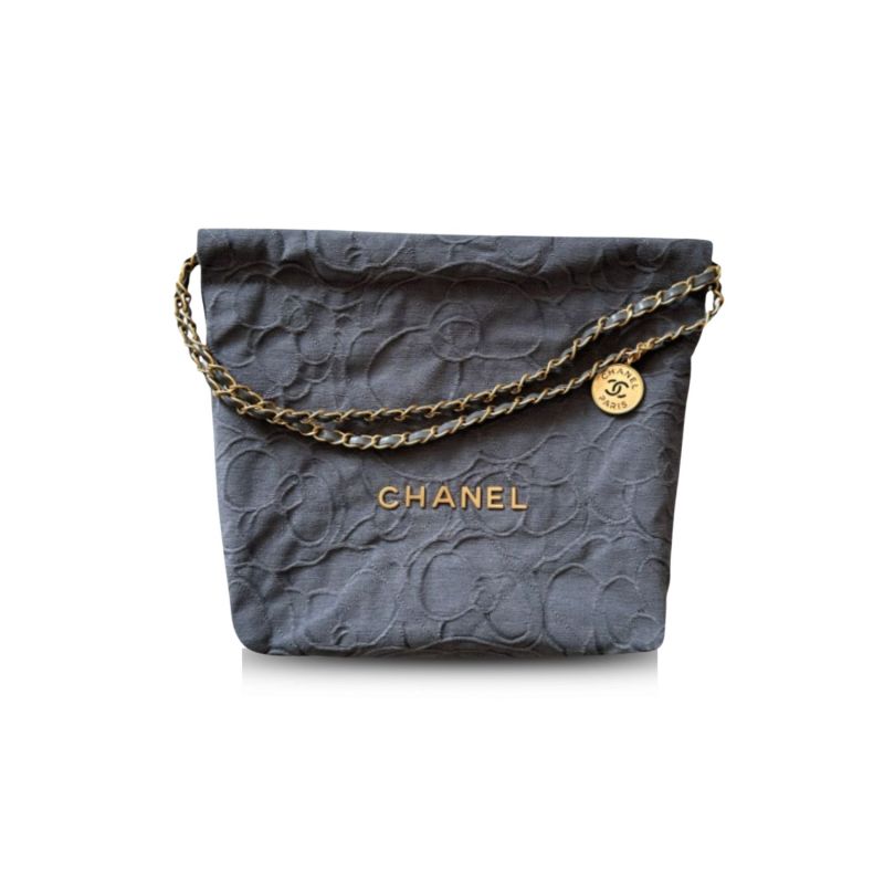 Chanel 22 Small Handbag Dark Blue/ Dark Grey For Women 37cm / 14.4in AS3260