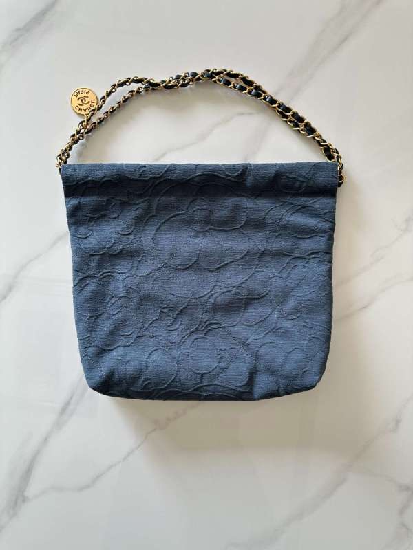 Chanel 22 Small Handbag Dark Blue/ Dark Grey For Women 37cm / 14.4in AS3260