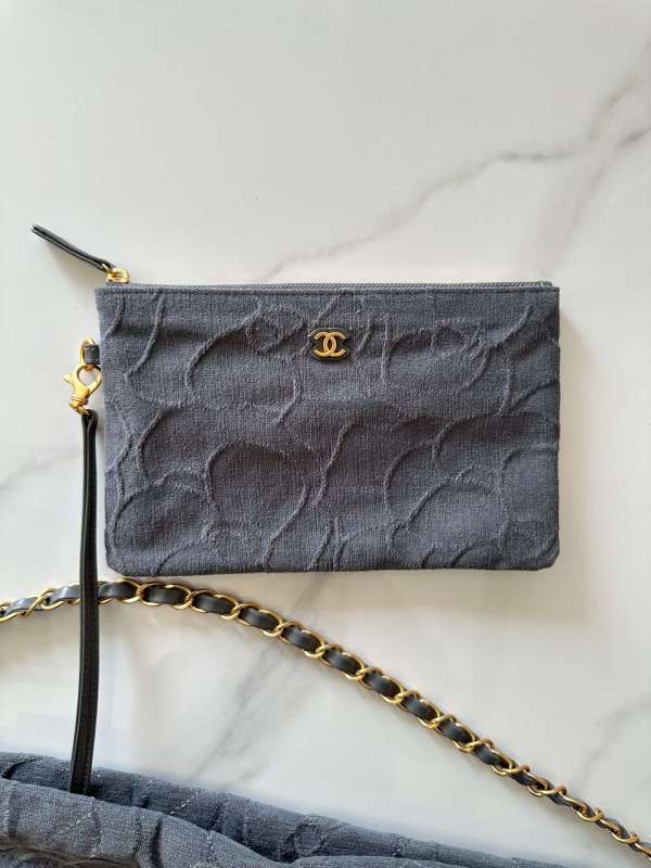 Chanel 22 Small Handbag Dark Blue/ Dark Grey For Women 37cm / 14.4in AS3260