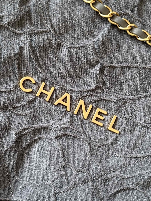 Chanel 22 Small Handbag Dark Blue/ Dark Grey For Women 37cm / 14.4in AS3260