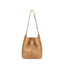 Light Gold-Tone Macrocannage Lambskin
