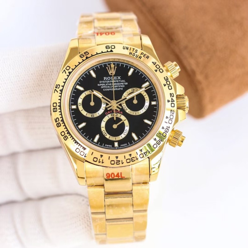 スーパーコピー品 ROLEX ロレックス 時計 コスモグラフ デイトナ 126508 ブラック 文字盤 イエローゴールド YG 自動巻き 防水 クロノグラフ スモールセコンド ROLEX メンズ 腕時計