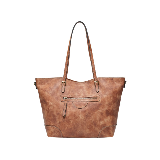 Torba typu tote w stylu vintage o dużej pojemności: kieszeń z przodu na zamek błyskawiczny i klasyczny styl