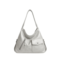 Torba typu hobo Y2K w kolorze metalicznego srebra, duża pojemność, uniwersalna torebka na ramię