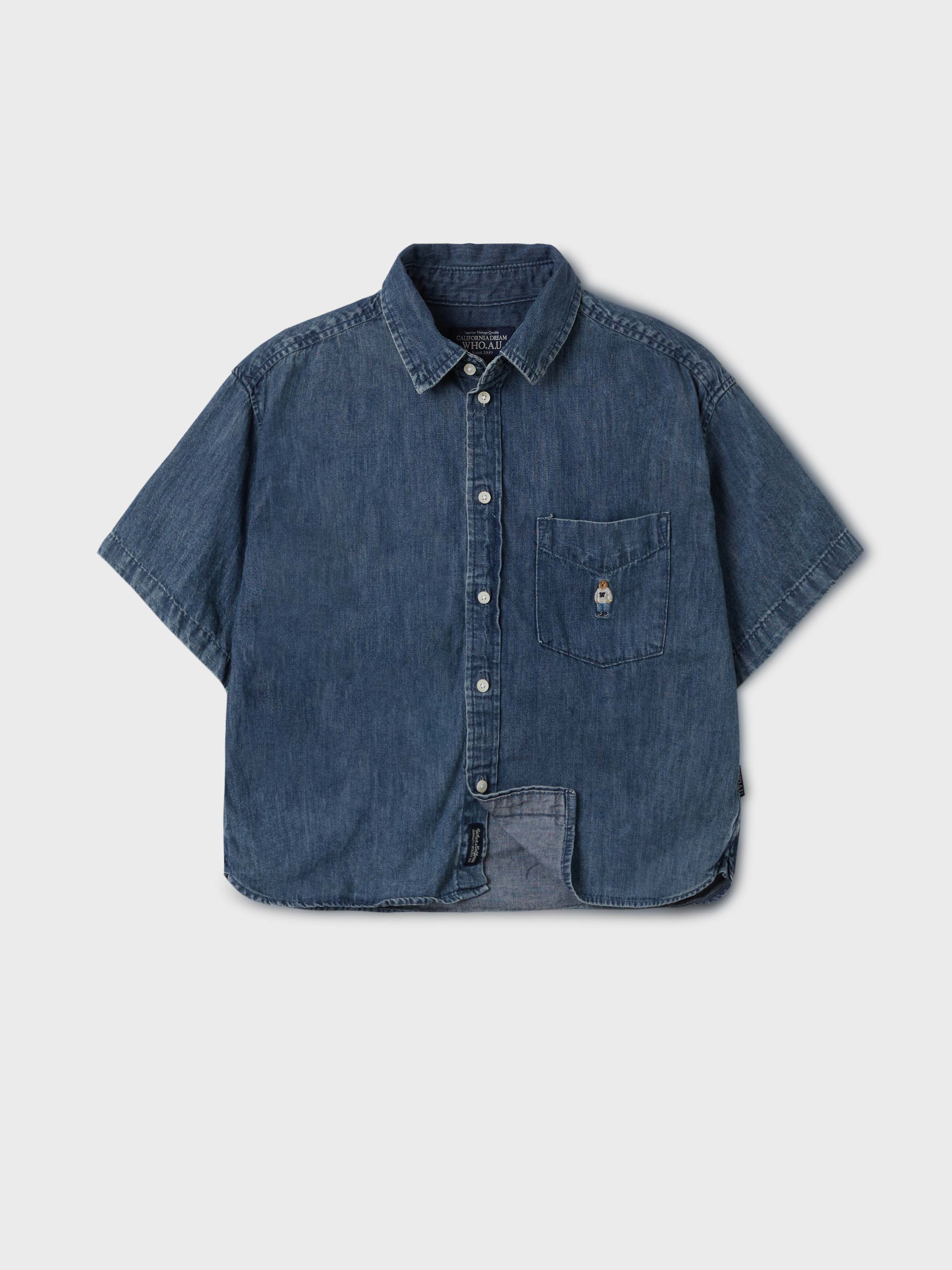【WHO.A.U】Steve Denim Short Sleeve Shirts Steve Denim Short Sleeve Shirts - 후아유닷컴