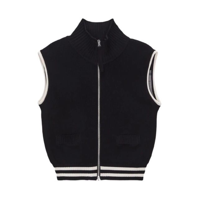 MATIN KIM-(W) Matin Kim Spell Point Stripe Knit Vest Black
