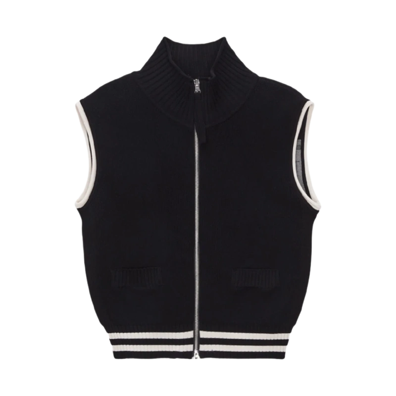 MATIN KIM-(W) Matin Kim Spell Point Stripe Knit Vest Black