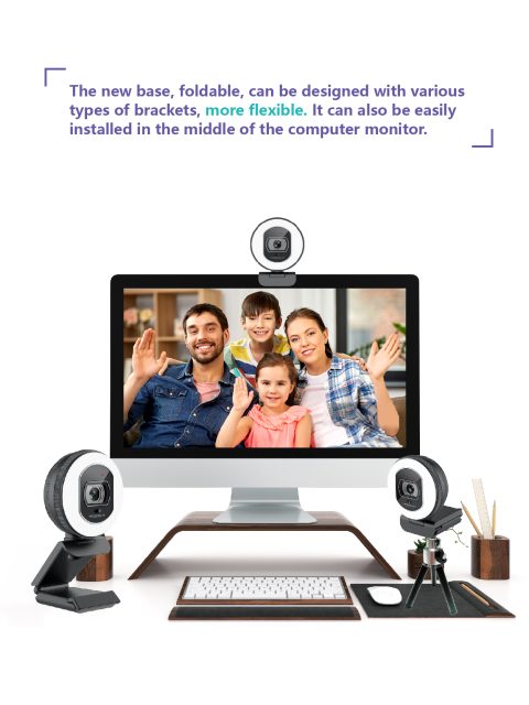 Full HD 60FPS ring light live streaming privacy shutter webcam 866Pro