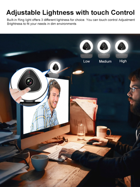 Full HD 30FPS ring light webcam 963