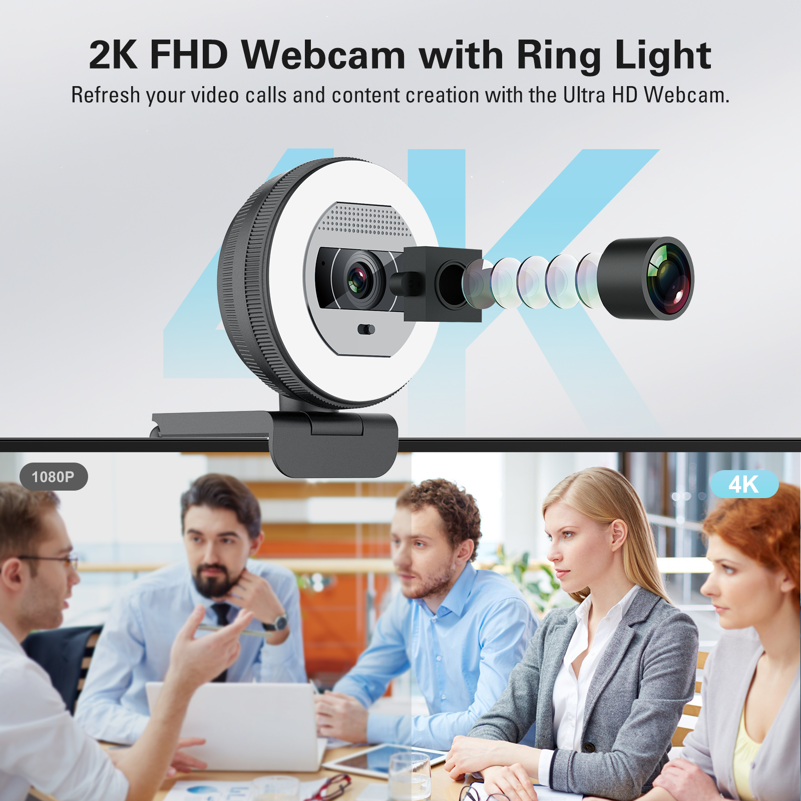 2K ring light Youtube streaming webcam 868Plus