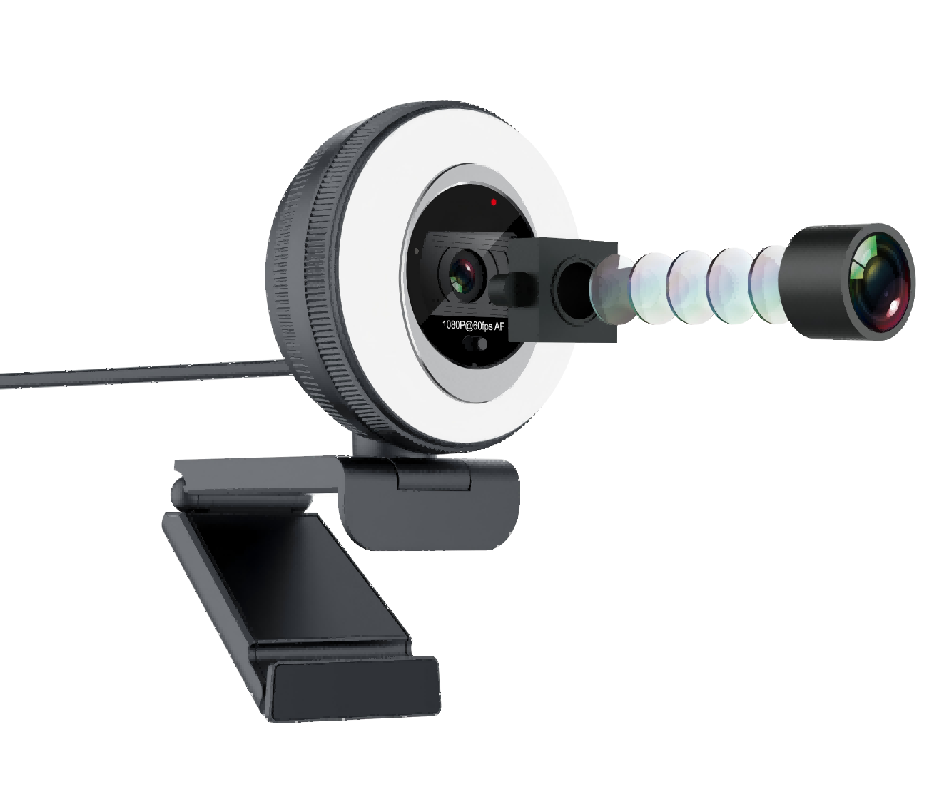 Remote Work Webcam with 1080P 60FPS Video and Adjustable Fill Light